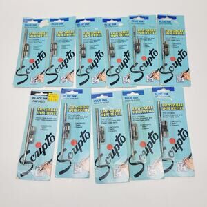11 VTG 1980 Scripto Erasable Ink Refill 10 Blue 1 Black Med Point with 2 Erasers